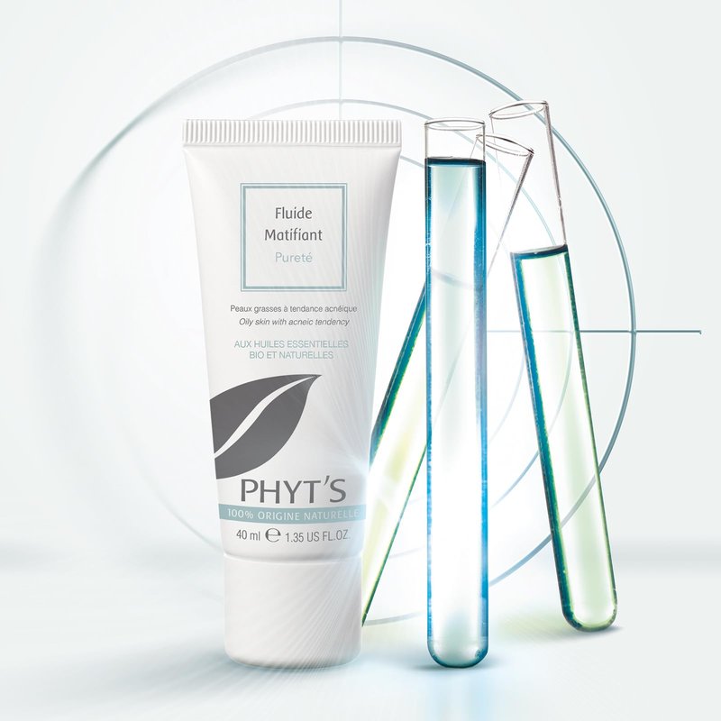 Phyts Purity Mattifying Fluid - Face Moisturizer for Oily Skin - Face Cream with Absorbent Silicas and Essential Oils - Refines Skin Texture - 1.35 oz