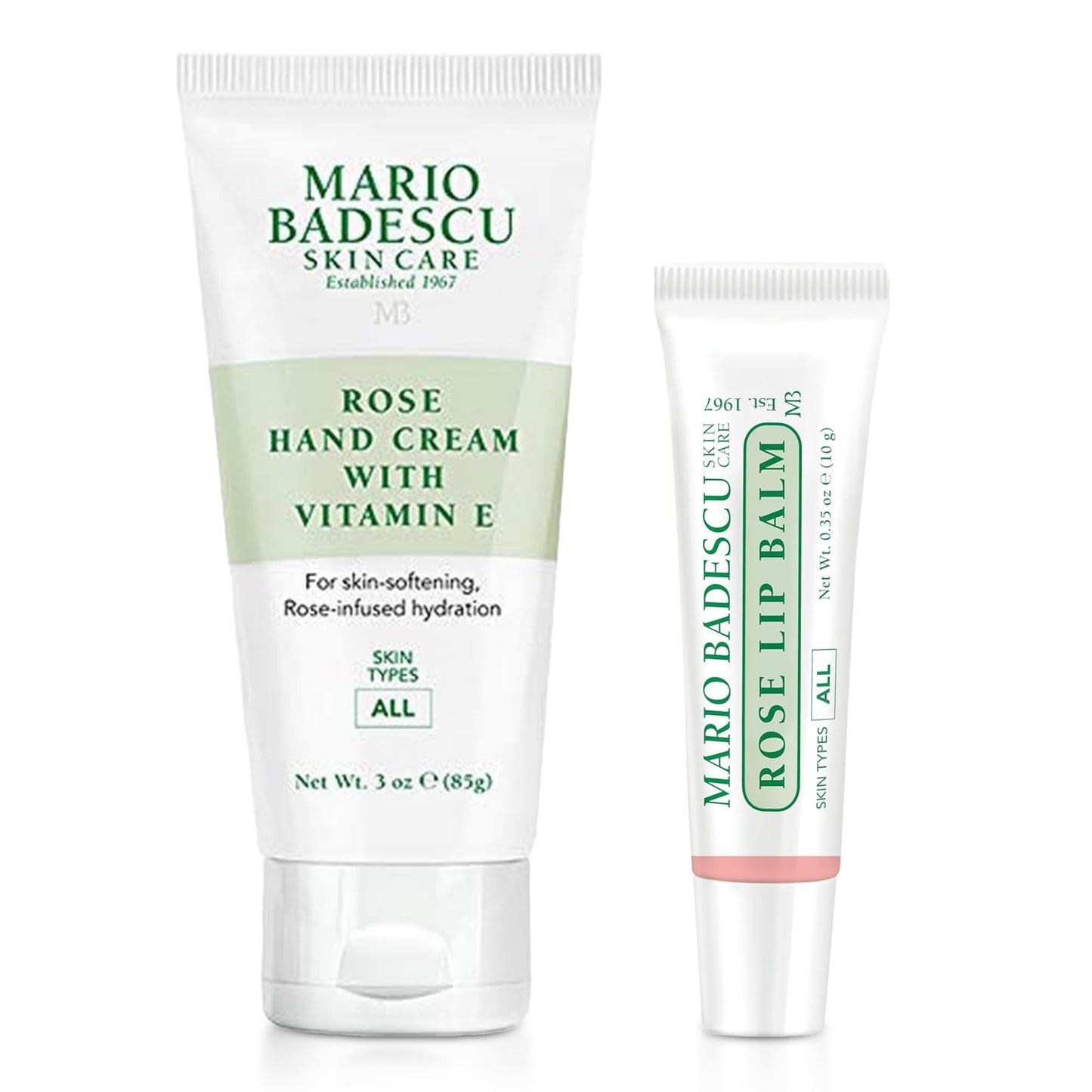 Mario Badescu Rose Hydration Set – Rose Hand Cream with Vitamin E & Moisturizing Lip Balm – Lightweight, Non-Greasy Hydrating Skin Lotion and Nourishing Balm for Dry Hands & Cracked Lips