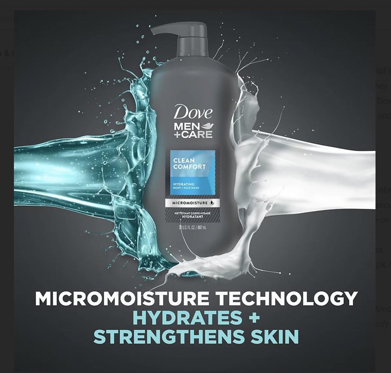 Dove Men+Care Body Wash - Hydrating Clean Comfort with Micromoisture Technology | 30 oz. 2-Pack