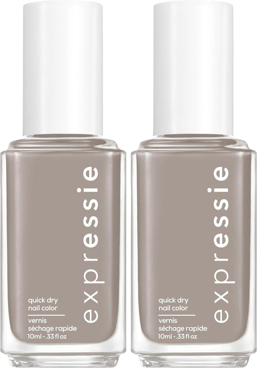 Essie Expressie Quick-Dry Nail Polish - 8-Free Vegan Formula in Soft Gray | 0.33 fl oz (Pack of 2)