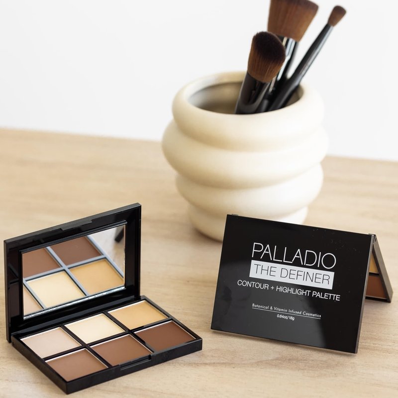 Palladio Contour and Highlight Palette - Sculpting Shades with Blendable Satin Finish | 6 Colors for Flawless Definition