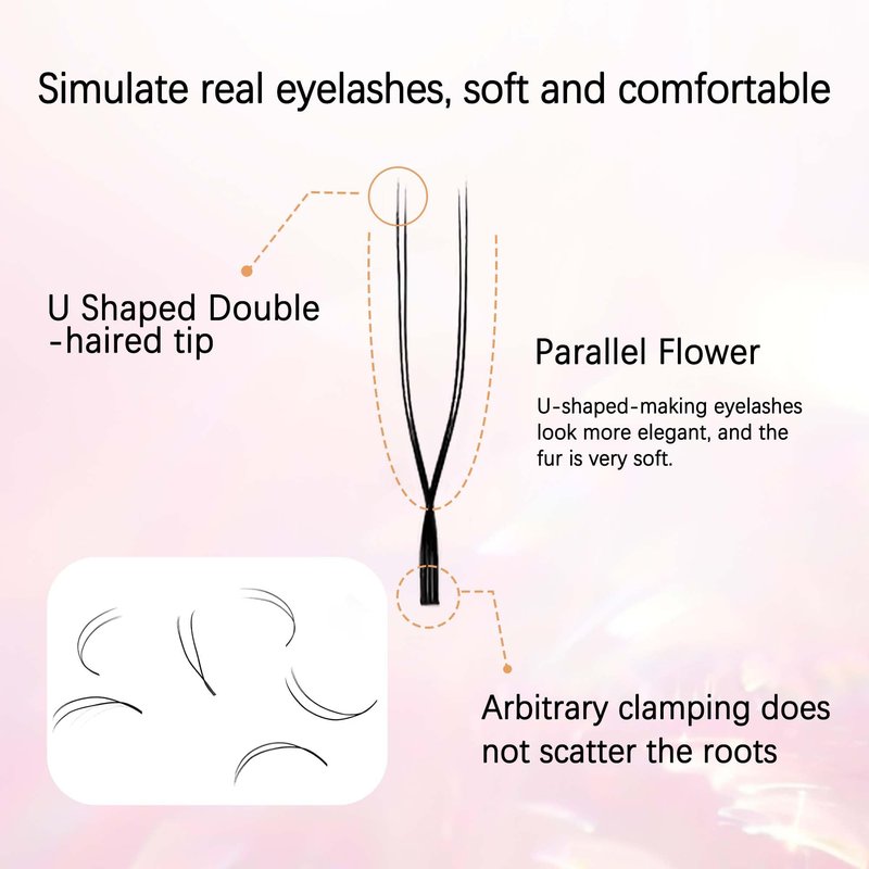 CoMango U Lash Extensions Premade Fans U Shape Eyelash Extension 2D UU Lash Fan Double Tips D Curly U Type Volume Lashes Fan 0.07mm Natural Eyelash Extensions Salon Supplies(black,UU-0.07-D-8-15mm)