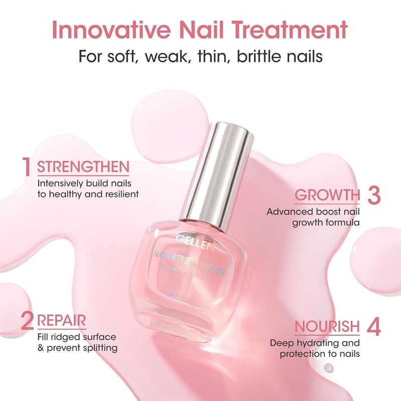 Nail Strengthener Serum - 8-In-1 Repair for Thin, Brittle Nails | Air Dry Clear, Cherry Blossom Scent