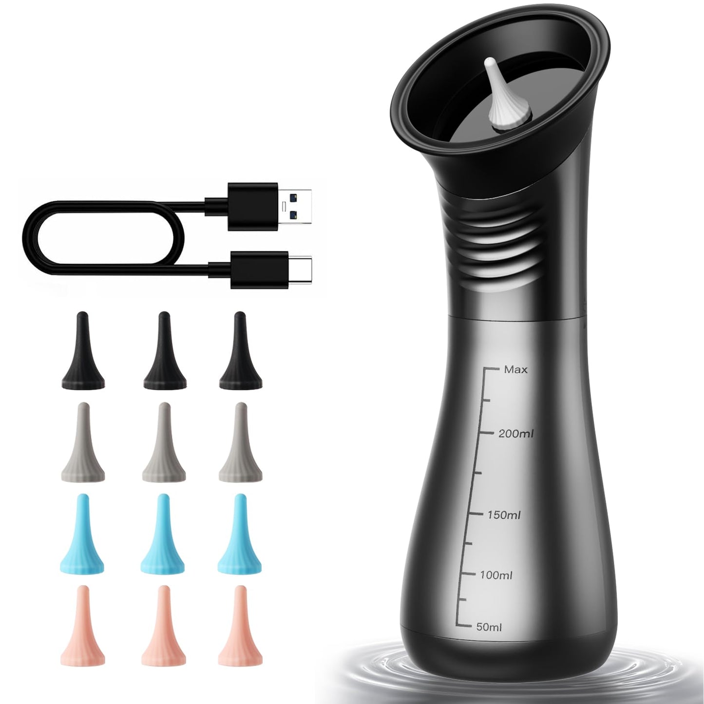 GOLFOEE Ear Wax Removal, Upgraded Electric Ear Cleaner with Safe Efficient Comfortable Pressure Modes, Ear Cleaning Kit-12 Nozzles, Ear Wax Cleaner Irrigation Flushing System with Wastewater Recovery