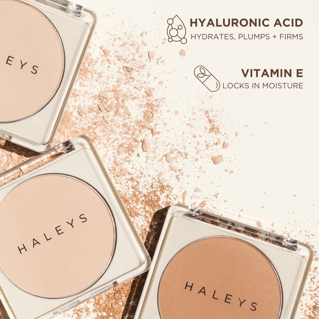 HALEYS Beauty Re-cover Pressed Powder Foundation Makeup, Medium to Full Coverage with Oil Control, Soft Matte Make up Finish for All-Day Wear, Light to Medium with Warm Tones, Shade 2.5