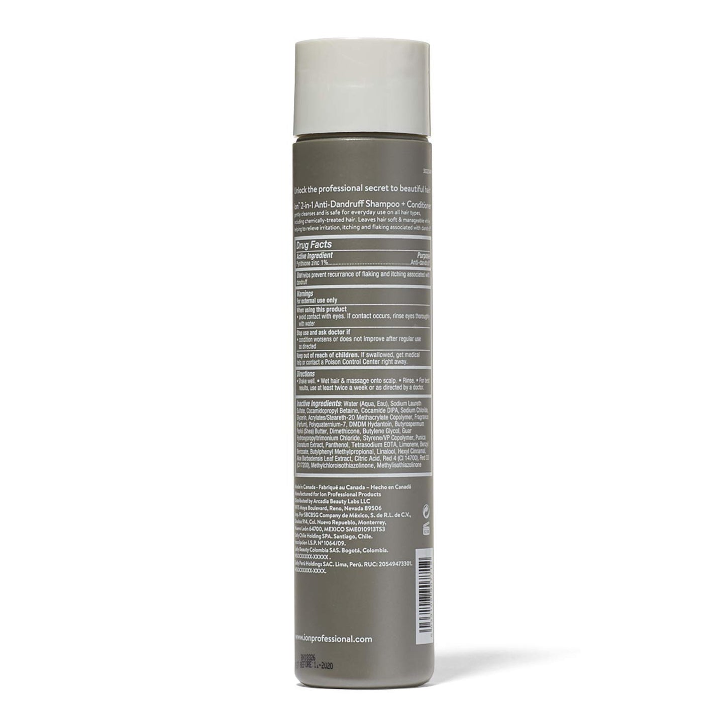 Ion 2 in 1 Anti Dandruff Shampoo & Conditioner, Gently Cleanses, All Hair Types, Relieves Irritation, Itching, and Flaking, Vegan, Paraben Free