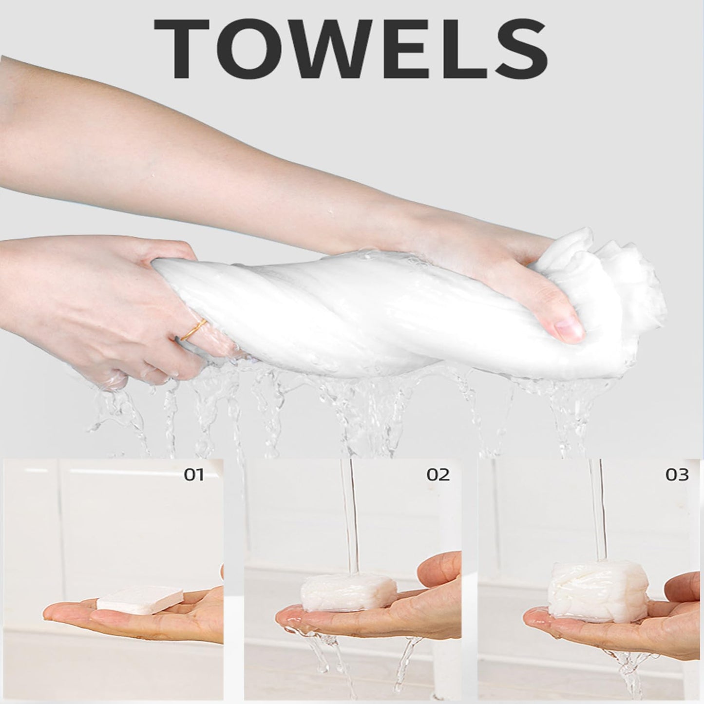 Marfort AS1 SA2 AO3 Aqua Peeling Solution and Compressed Towel Tablet Portable Face Towel Washcloth Reusable 28 Pack Wet