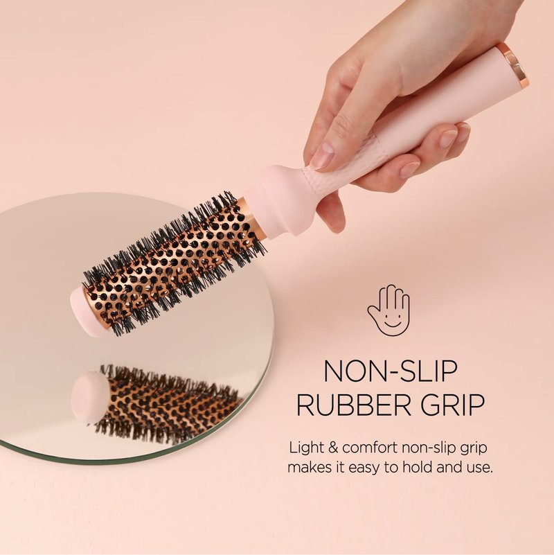 F3 Systems Magic Curling Round Brush (1 Inch) - Non-electronic, Self-Standing Round Brush, Great Blowout, Ceramic Coated Barrel, Quick Styling, Ionic Thermal Barrel, Volumizer, Styler