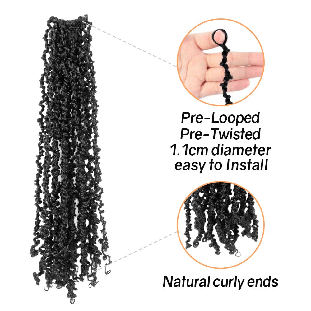12 Inch 10 Packs Yanky Twist Crochet Hair for Black Women Pre-twisted Natural Kinky Mini Spring Twist Small Curly Senegalese Twist Braids (1B)