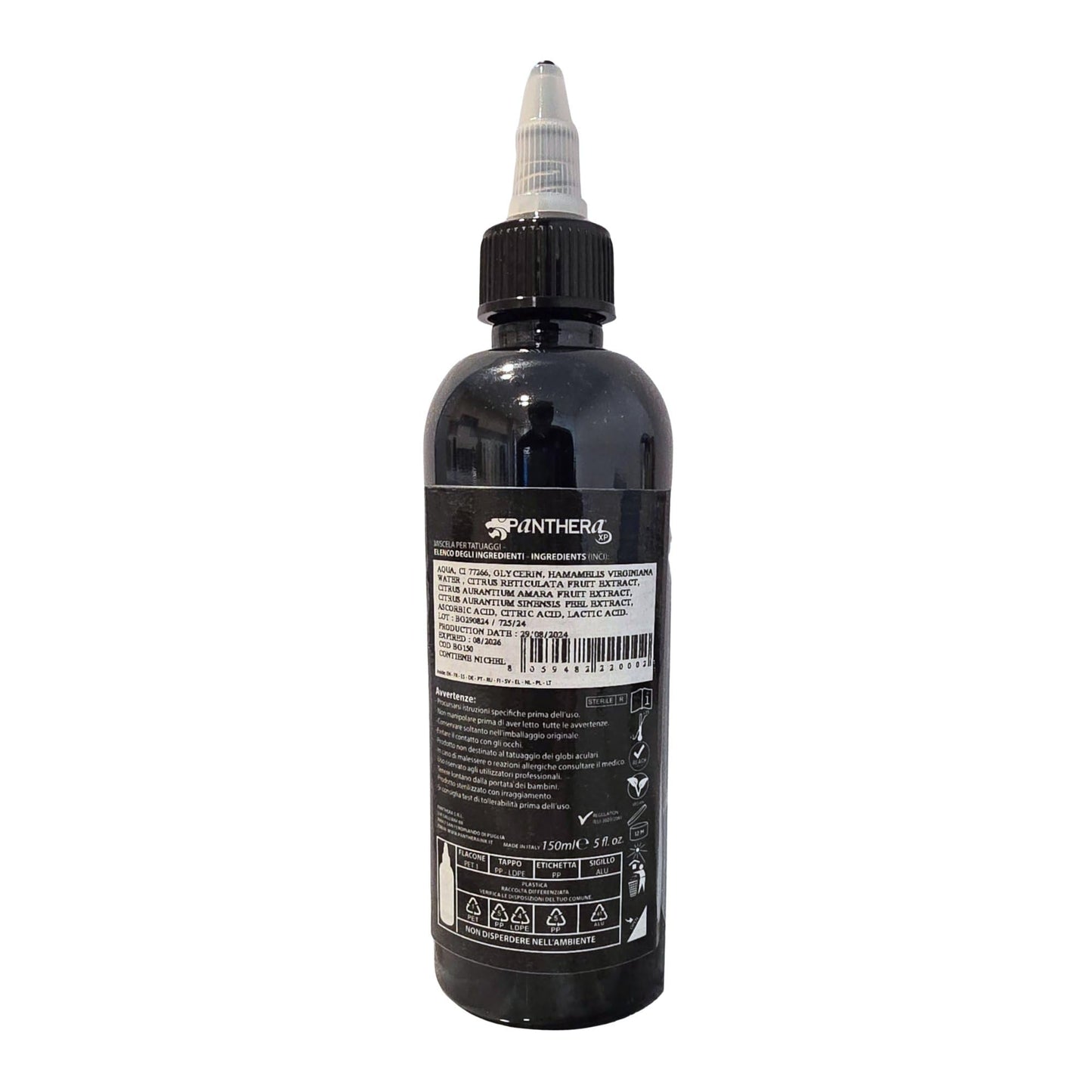 Panthera Black BLK Gold Tattoo Ink 150ml/5fl oz - Professional Tattoo Ink Suitable for All Types of Tattoos. EU Compliant