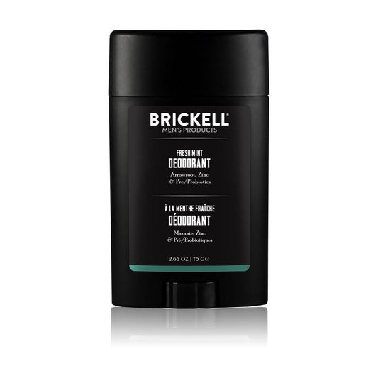 Brickell Men's Products Deodorant For Men, Aluminum, Alcohol, and Baking Soda Free, With Arrow Root Powder, Olive Oil, and Inulin, 2.65 Ounce, Fresh Mint