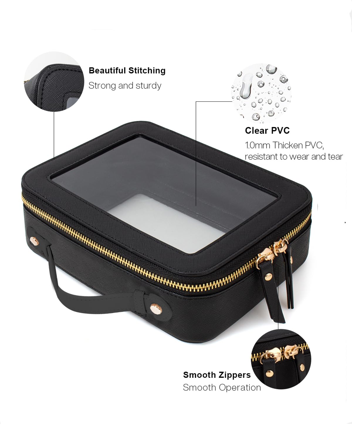 2 Pieces Travel Clear Makeup Bag, Large Clear Cosmetic Bag with Zipper Small Makeup Pouch for Purse Waterproof TSA Approved Toiletry Bag Case for Women Car Organizer Travel Essentials