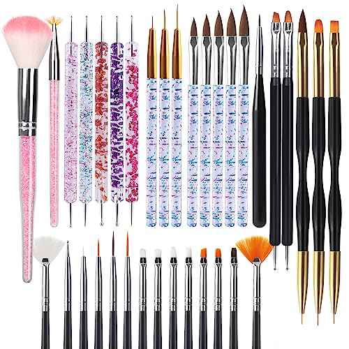 Artdone 35pcs Nail Art Pens brushes,Nail Art Tool Set,Nail Dotting Tools,Nail Dust Brush,Striping Nail Art Brushes for Long Lines,Nail Drawing Pen For Nail Design