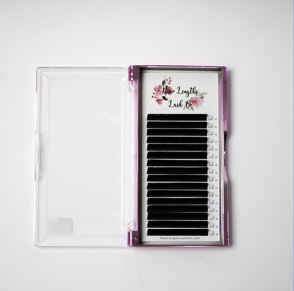 New Lengths Lash Co. Professional Mixed Length Eyelash Extensions, Ultra Black, 8-15mm, 16 Rows, Premium Synthetic Silk (C Curl - 0.20 mm)