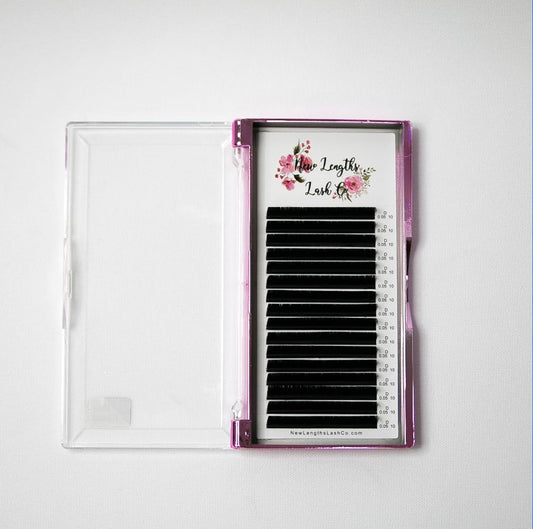 New Lengths Lash Co. Professional Mixed Length Eyelash Extensions, Ultra Black, 8-15mm, 16 Rows, Premium Synthetic Silk (C Curl - 0.20 mm)