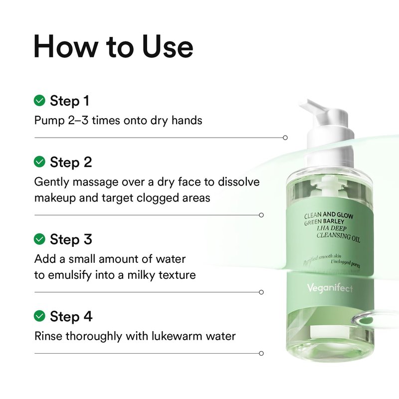 VEGANIFECT LHA Deep Cleansing Oil, Pore Control Cleansing Oil, Blackhead Remover & Sebum Care, Gentle Melting Oil Cleanser for Face, Daily Hydrating Makeup Remover, Korean Skincare 205ml/6.93 fl oz