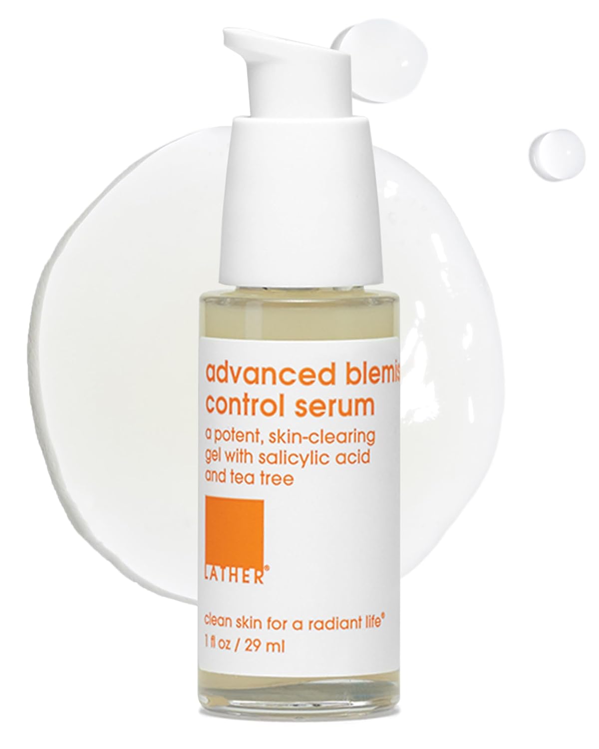 LATHER Advanced Blemish Control Serum - Acne Treatment with Salicylic Acid & Tea Tree Oil | 1 fl oz for Sensitive Skin