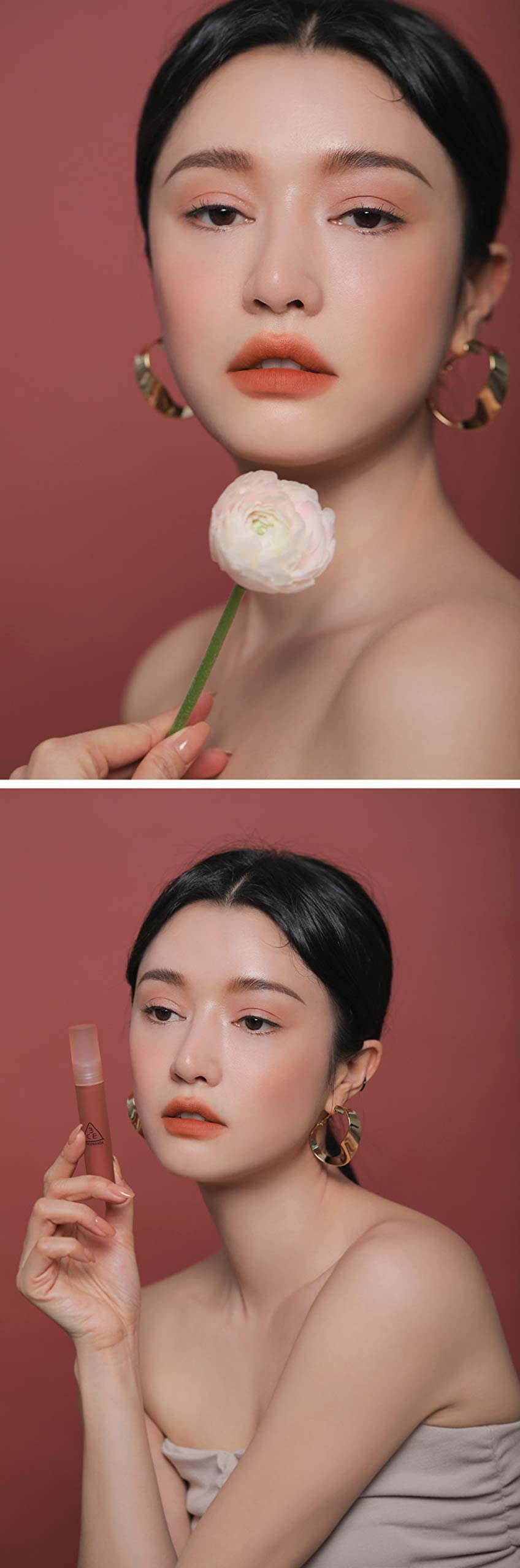 3CE BLUR WATER TINT(4.6g) soft lip with less smear with a blurry finish (#CASUAL AFFAIR) with sun cream(1ml*3ea)