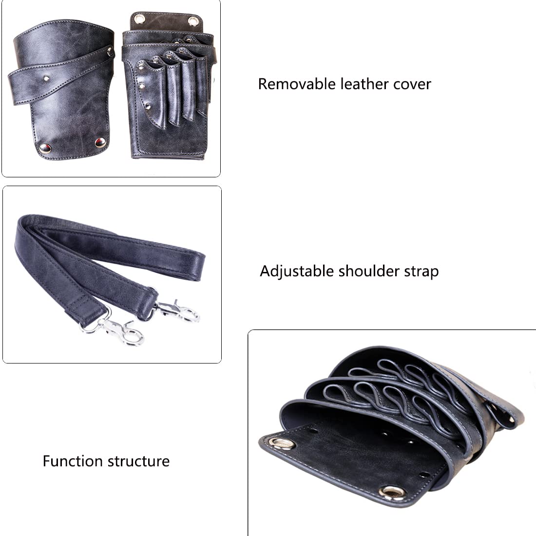 Scissors Bag- Soft Leather Salon Barber Hairdressing Scissor Shears Holster Hair Stylist Tools Bag with Waist Shoulder Belt