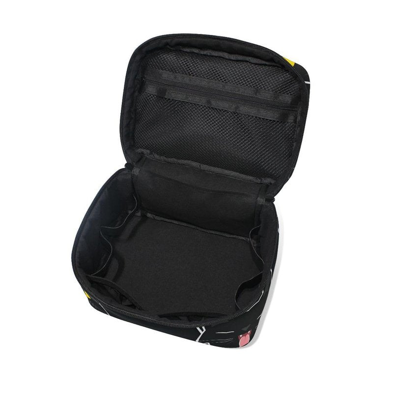 senya Travel Makeup Bags With Zipper Black Cats Pattern Cosmetic Bag Toiletry Bags Train Cases Storage Bags Portable Multifunction Case for Women Girls