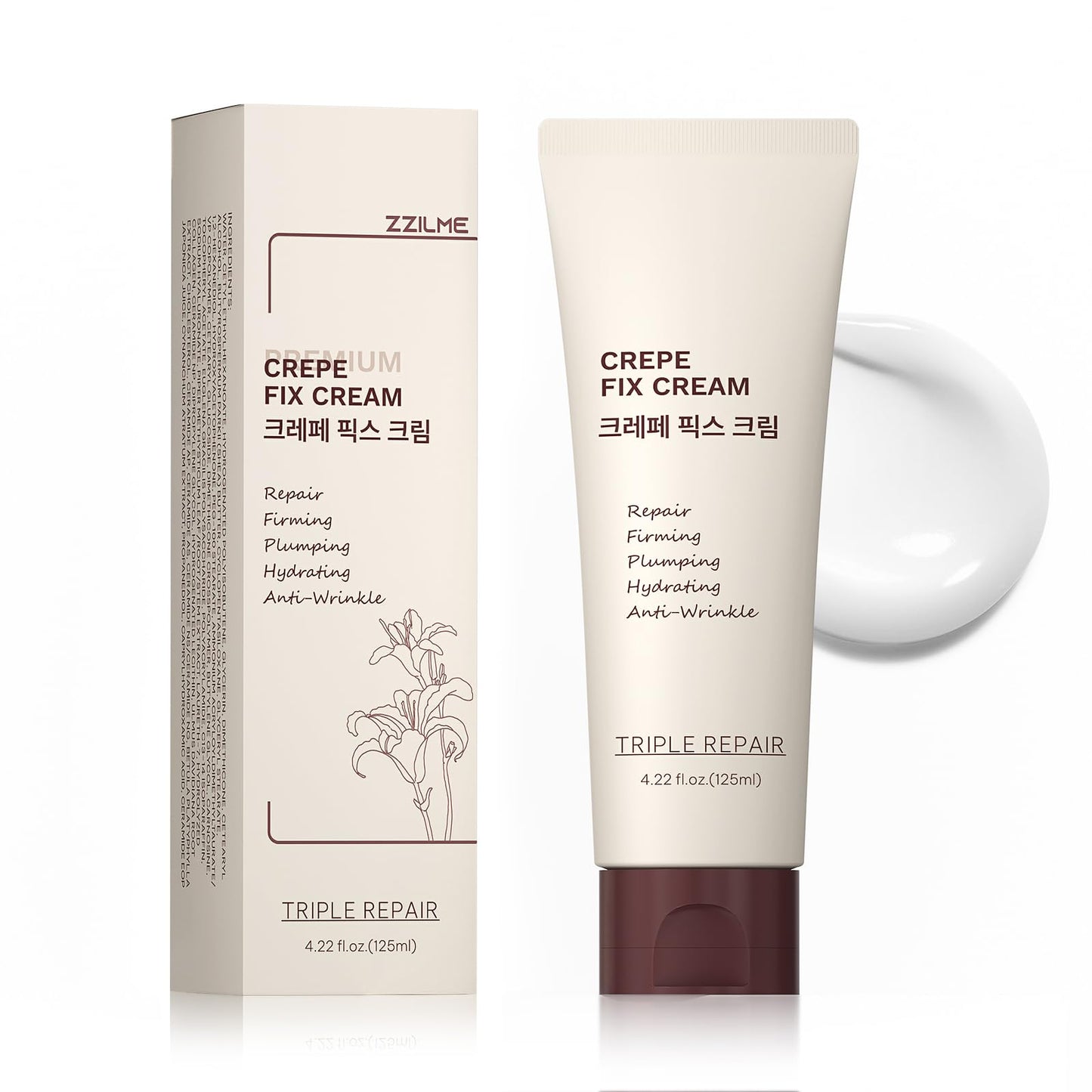 ZZILME Moisturizing Crepe Fix Cream – Tightens and Firms Face, Neck & Body, Anti Wrinkles for Crepey and Sagging Skin, Women & Men, 4.23 Fl Oz