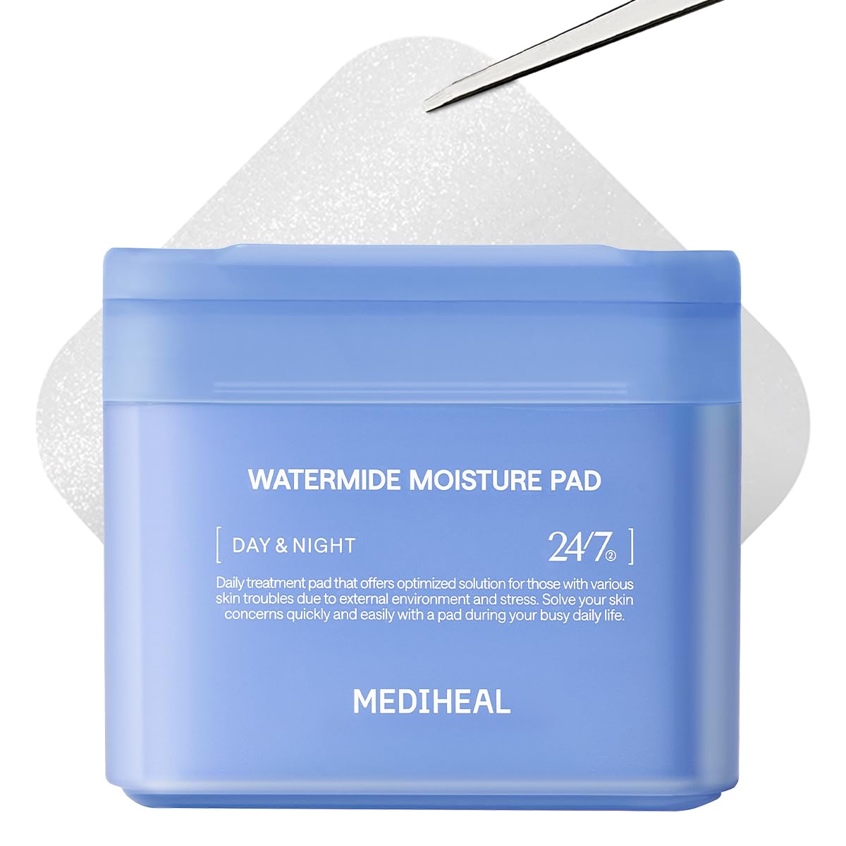 MEDIHEAL Toner Pads - Watermide Moisture Pad (100 count) for Intensive Hydration & Soothing - Contains Squalane to Increase Absorption Rate - Vegan Derma Gel Texture Pad, Korean Skin Care