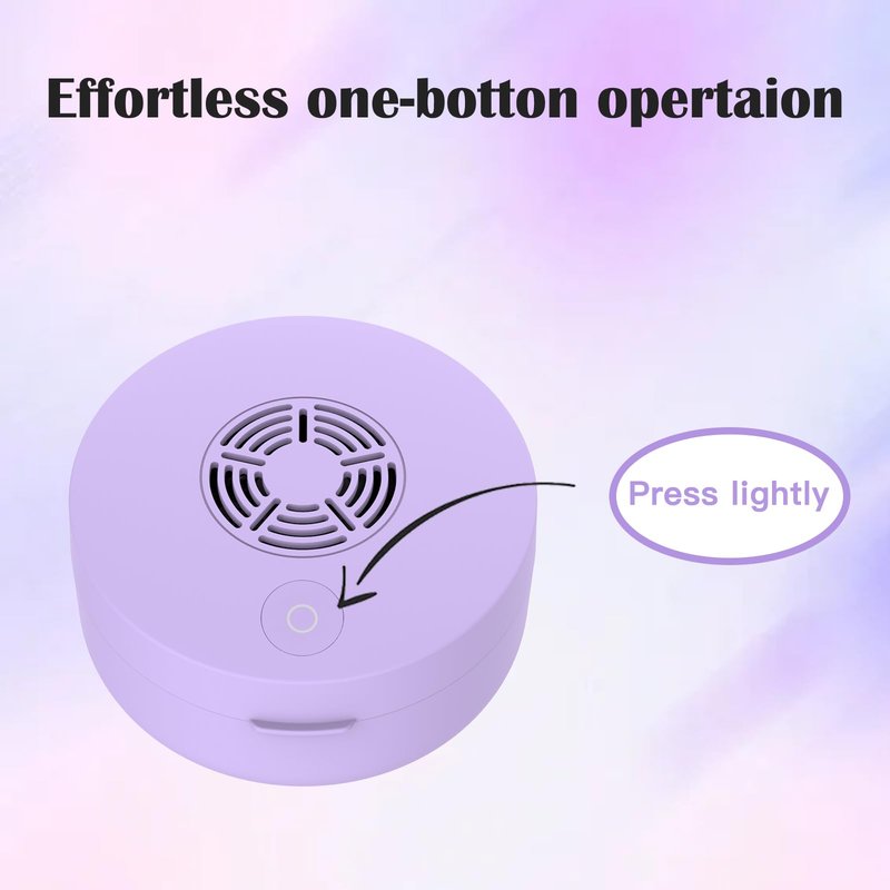 Voraiya U/V Retainer Case with Fan, Portable Cleaning Denture Cases with UVC Lights Rechargeable Retainers Cleaner Container for Partial Denture, Aligners, Mouth Guard, Night Guard, Braces (Purple)