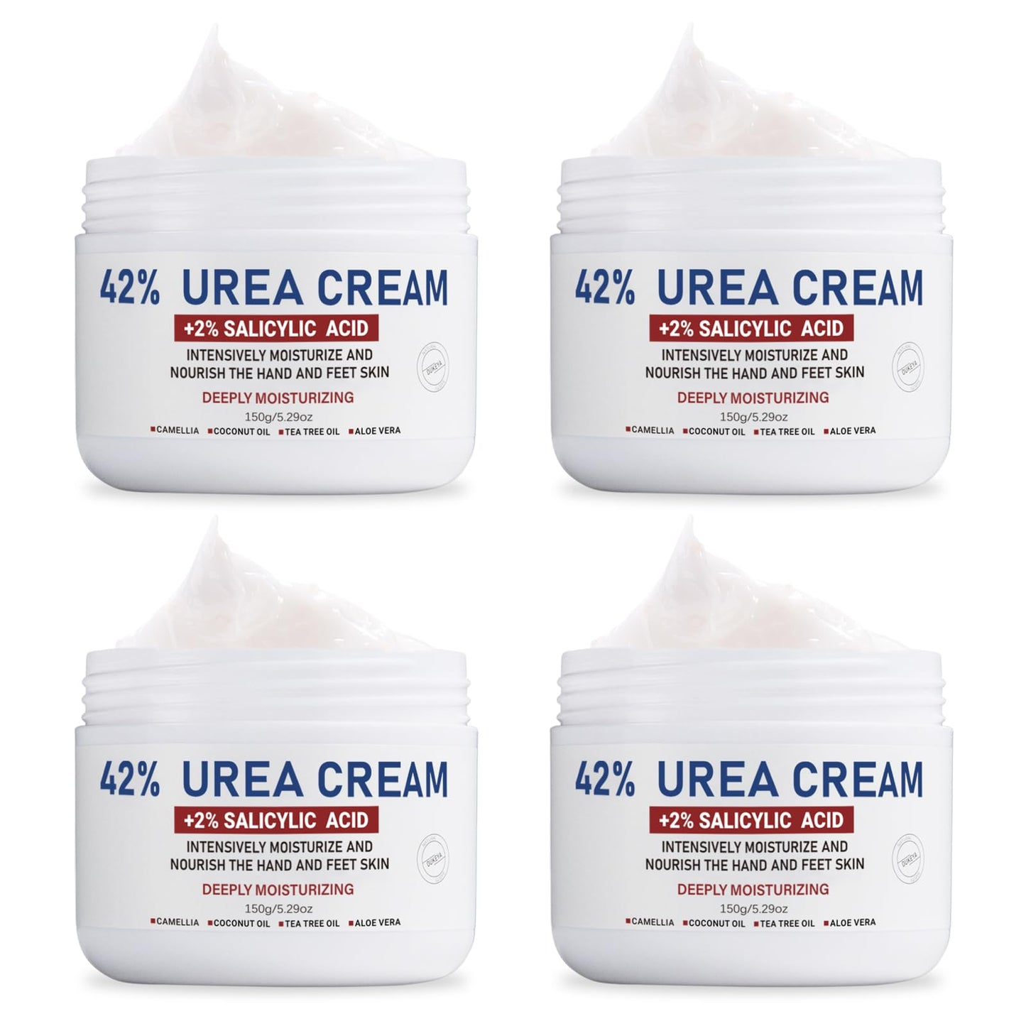 OUKEYA Urea Cream 42% plus Salicylic Acid 2%, Intensive Moisturizer for Dry, Rough Feet and Hands, Deep Hydration, Gentle Exfoliation, Pack of 4
