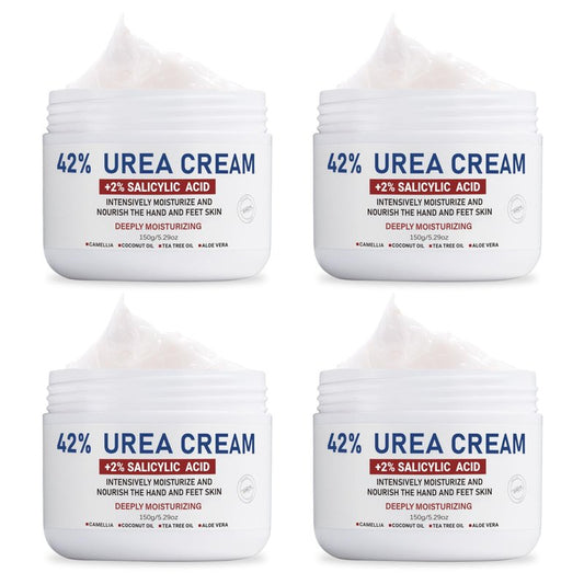 OUKEYA Urea Cream 42% plus Salicylic Acid 2%, Intensive Moisturizer for Dry, Rough Feet and Hands, Deep Hydration, Gentle Exfoliation, Pack of 4