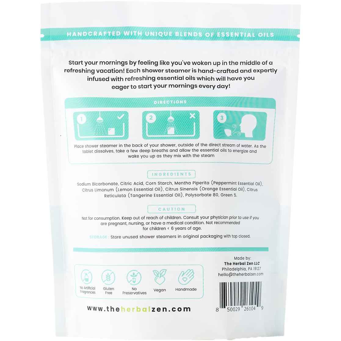 Morning Citrus Mint Shower Steamers Aromatherapy for Energy - Christmas Gift - Adult Stocking Stuffer - USA Made - Peppermint & Orange Shower Bomb Tablets - Soothing Natural Essential Oils (10 Pack)