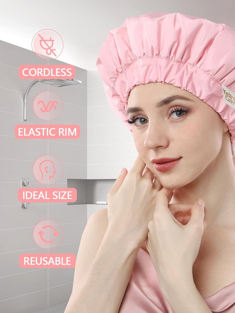 Heat Cap for Deep Conditioning - Reusable Waterproof Three-Layer Hair Cap | Pink, One Size