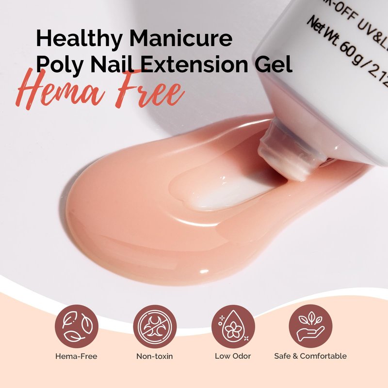 MelodySusie Poly Nail Extension Gel 60g Hema Free Soak Off UV Lamp Cured Nail Thickening Art Design Manicure Gift for Women 045