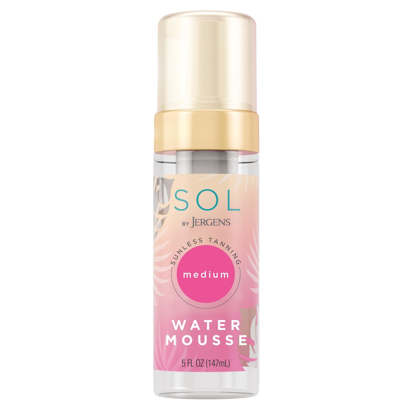 SOL by Jergens Deep Water Self Tanner Mousse, Water-based Sunless Tanner with Coconut Water for Fake Tan, Dye-free Tanning Active Derived from Natural Sugars, Medium Color, 5 Ounce