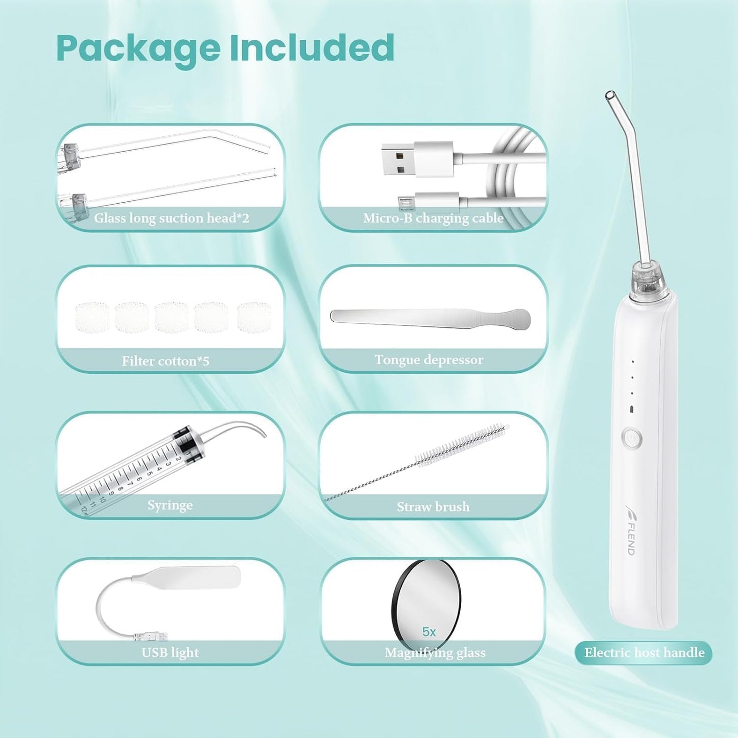 Tonsil Stone Remover with 5X Magnifying Glass Tonsil Stone Removal Kit 3 Suction Modes LED Light Bad Breath Water Flosser