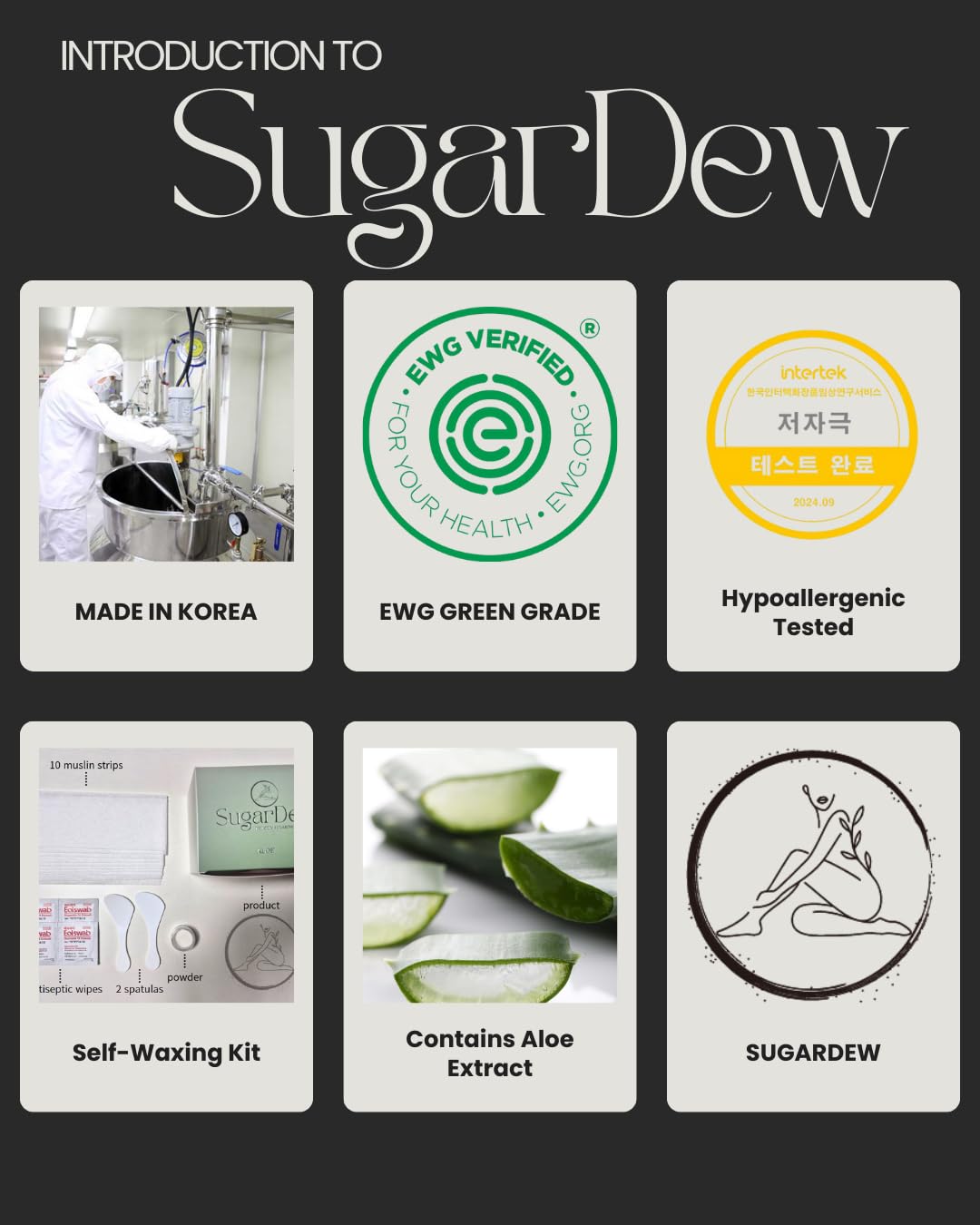 SugarDew Premium DIY Sugar Wax Kit with Aloe | Hair Removal for Legs, Arms, Face & Body | Made in Korea | 10.58oz All-in-One Set