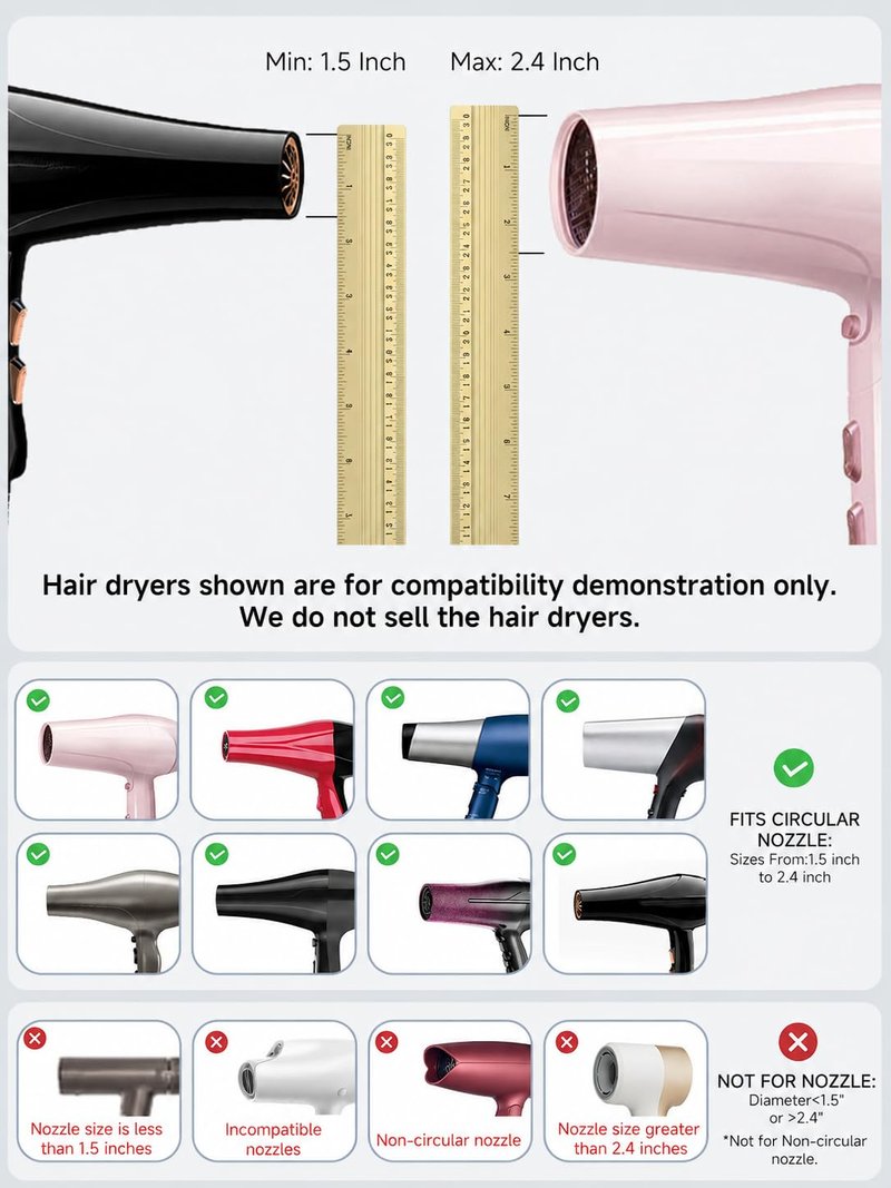 Hair Diffuser, Diffuser Attachment for Hair Dryer, Hair Diffuser for Curly Hair, Universal Diffuser for 1.5-2.4" Hair Blow Dryer Long Thick Curly Wavy Hair, Hair Attchment for Women, Black