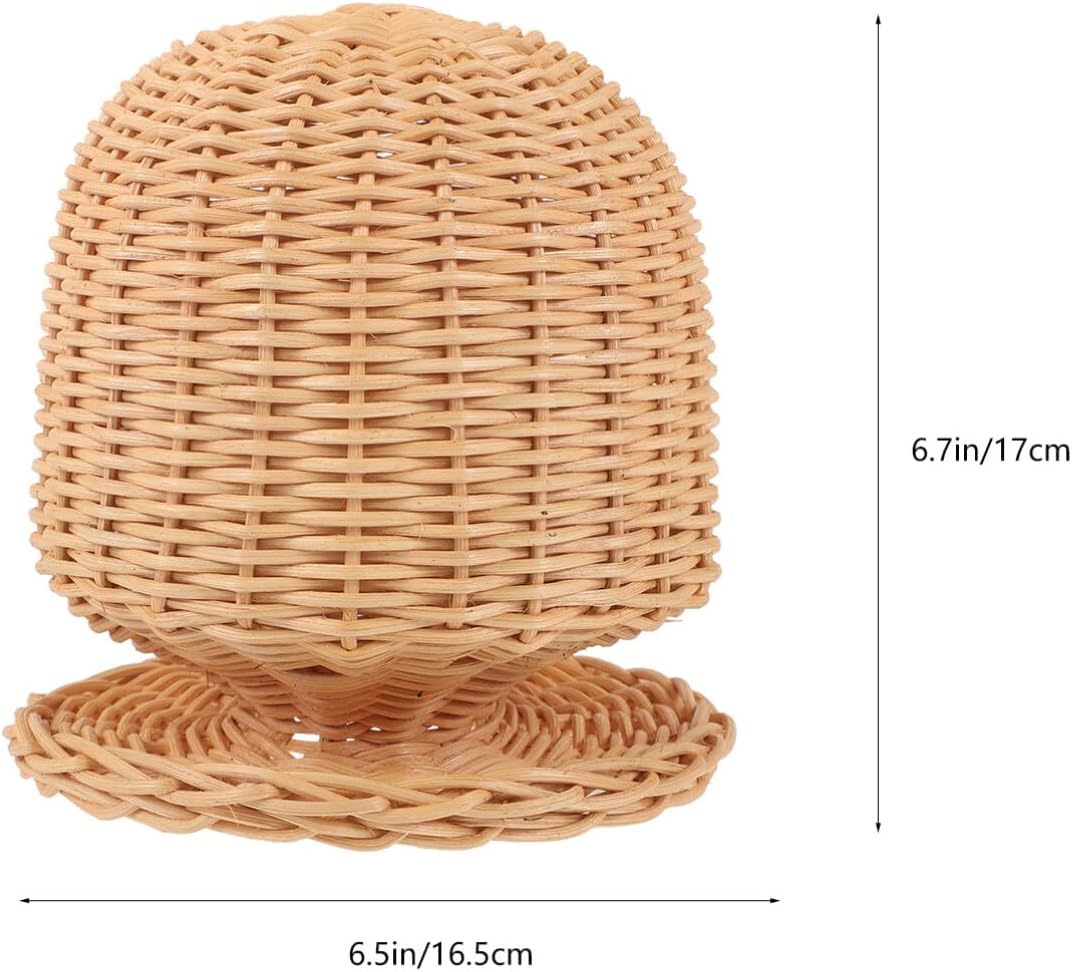 Rattan Hat Display Stand - Dome Shape Wicker Mannequin Head Holder for Hats & Wigs | Stylish Home Décor