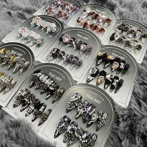 Mystery Box Random 2Packs (20Pcs) Press on Nails 30mm Long Handmade Nails Manicure Charms Nails Art Nail Kit press on nails for Women Party Holiday Photo Wedding Size M