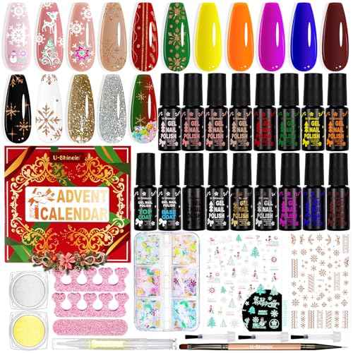 Nail Polish Advent Calendar 2025£¬24-Piece Nail Varnish Advent Calendar Christmas Calendar for Women and Girls, Nail Polish Colours Kit, Nail Art Tool Glitter Decorations Care and Accessories