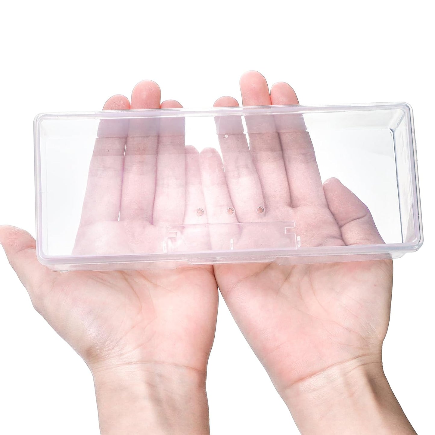 ZOOFOX 12-Pack Plastic Nail Storage Box - Stackable Organizer with Hinged Lid for Manicure, Crafts, Office Supplies | Clear Rectangular Design