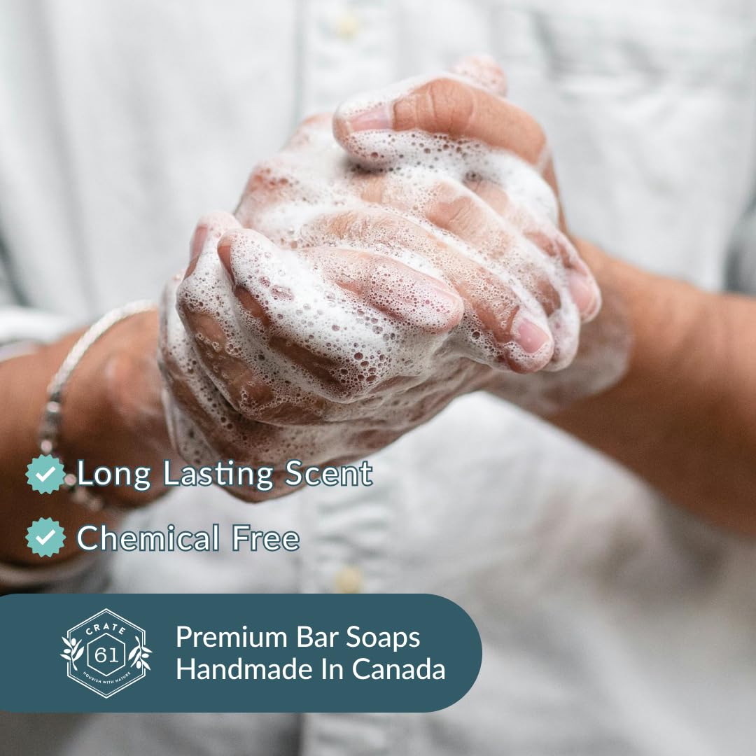 Crate 61, Handmade in Canada, Plant Based Cold Process Natural Bar Soap Cold Pressed For Face And Body, With Premium Oils