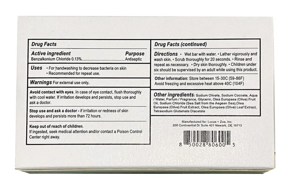 lucas + zoe Fresh Essence Antiseptic Bar Soap - Natural, Moisturizing, Sea Salt Soap Bar - 6 Pack, 4 oz