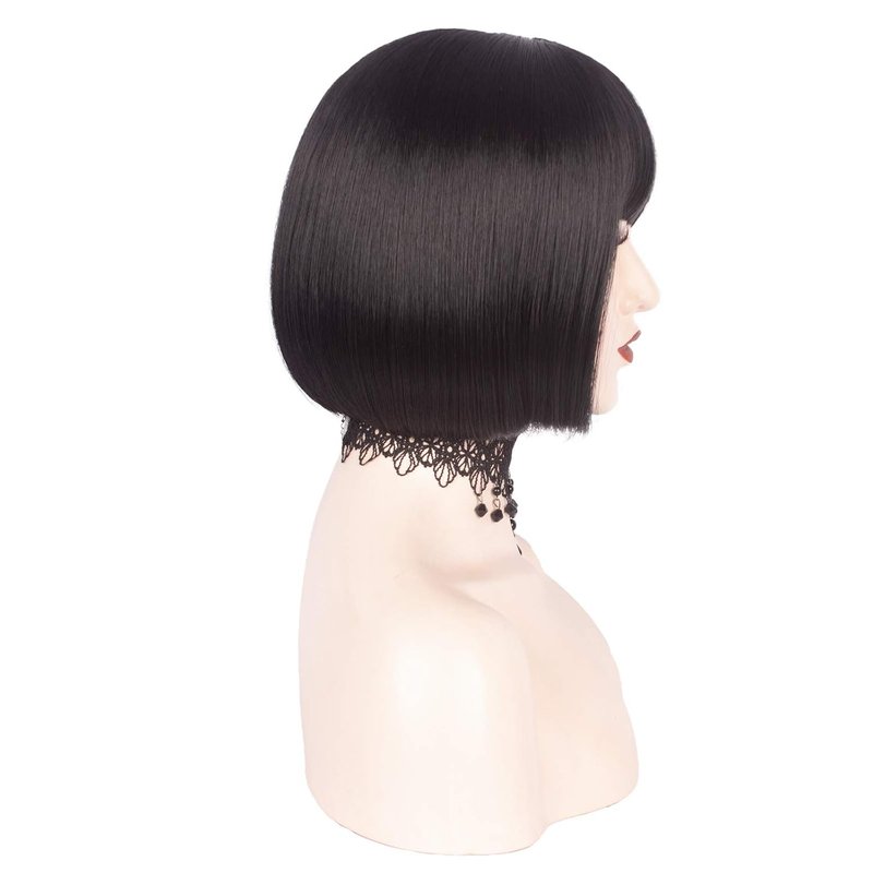 Short Bob Wig with Bangs - Synthetic Full Wig for Women | 11 Inches, Perfect for Daily Wear & Cosplay