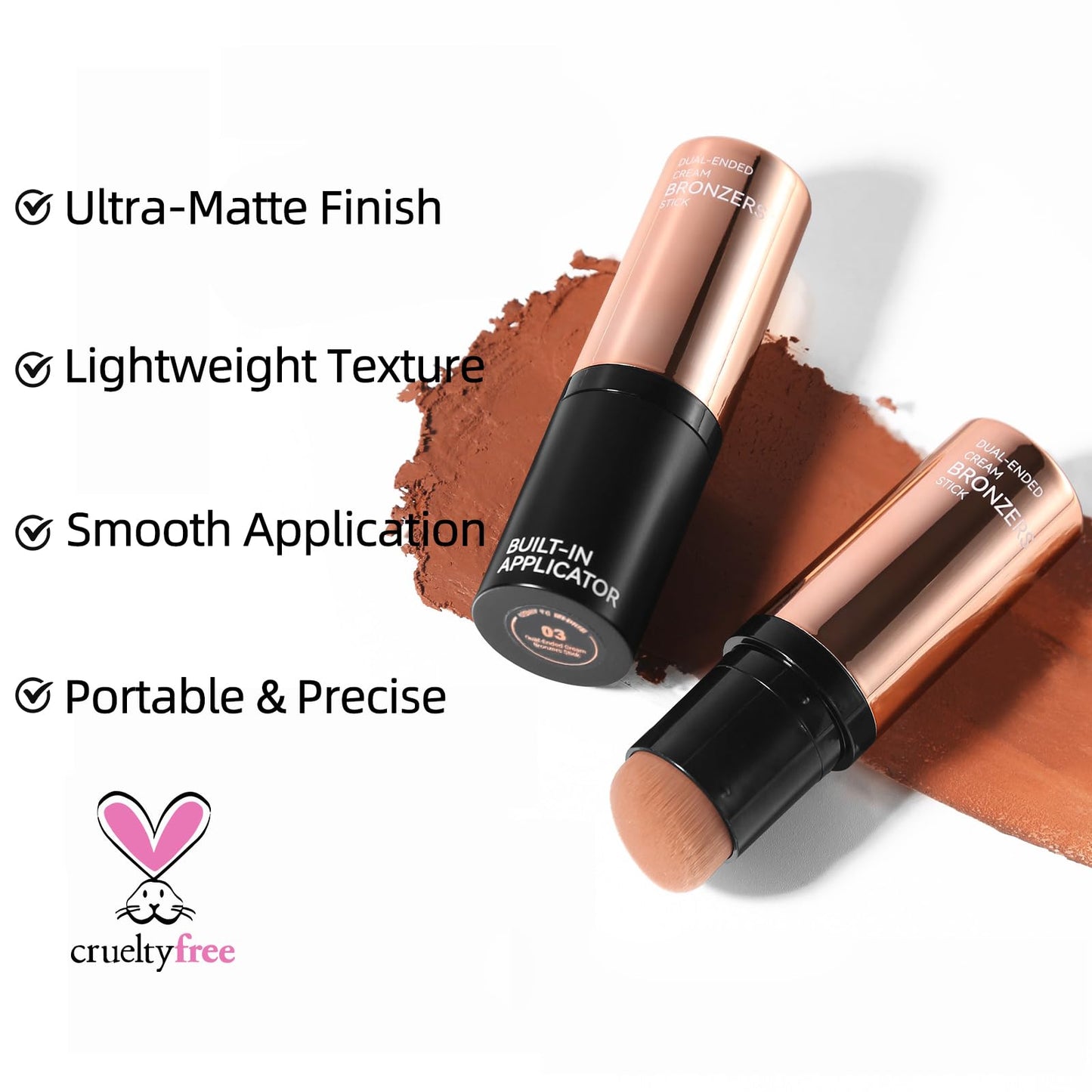 Erinde Cream Contour Bronzer Stick, Natural Finish Contouring Stick, Blendable & Smooth Matte Bronzer Stick, Waterproof & Long Lasting Face Shaping Makeup, 01 Warm Tone