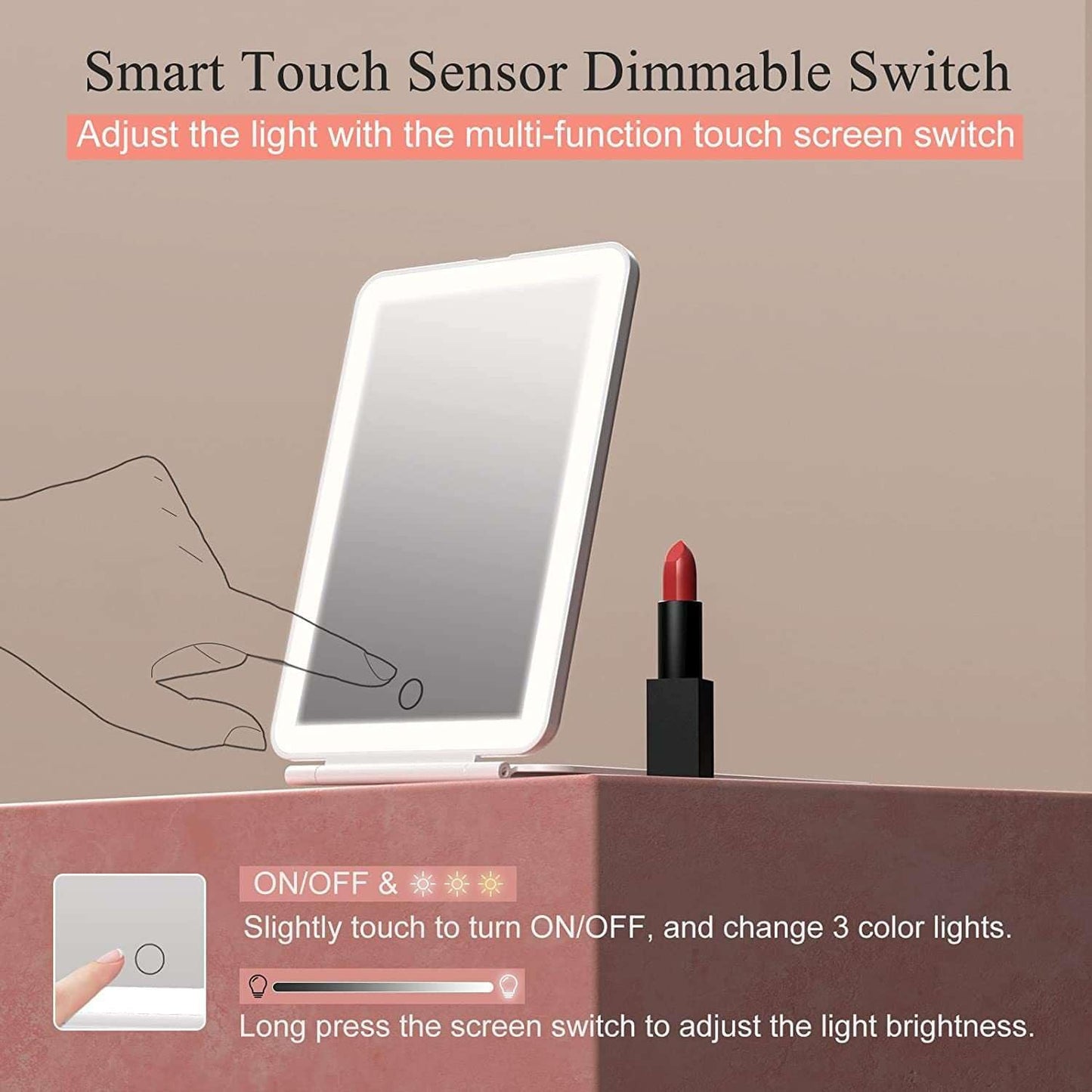 Desktop Folding Makeup Mirror LED Mirror with 10 Times Magnification