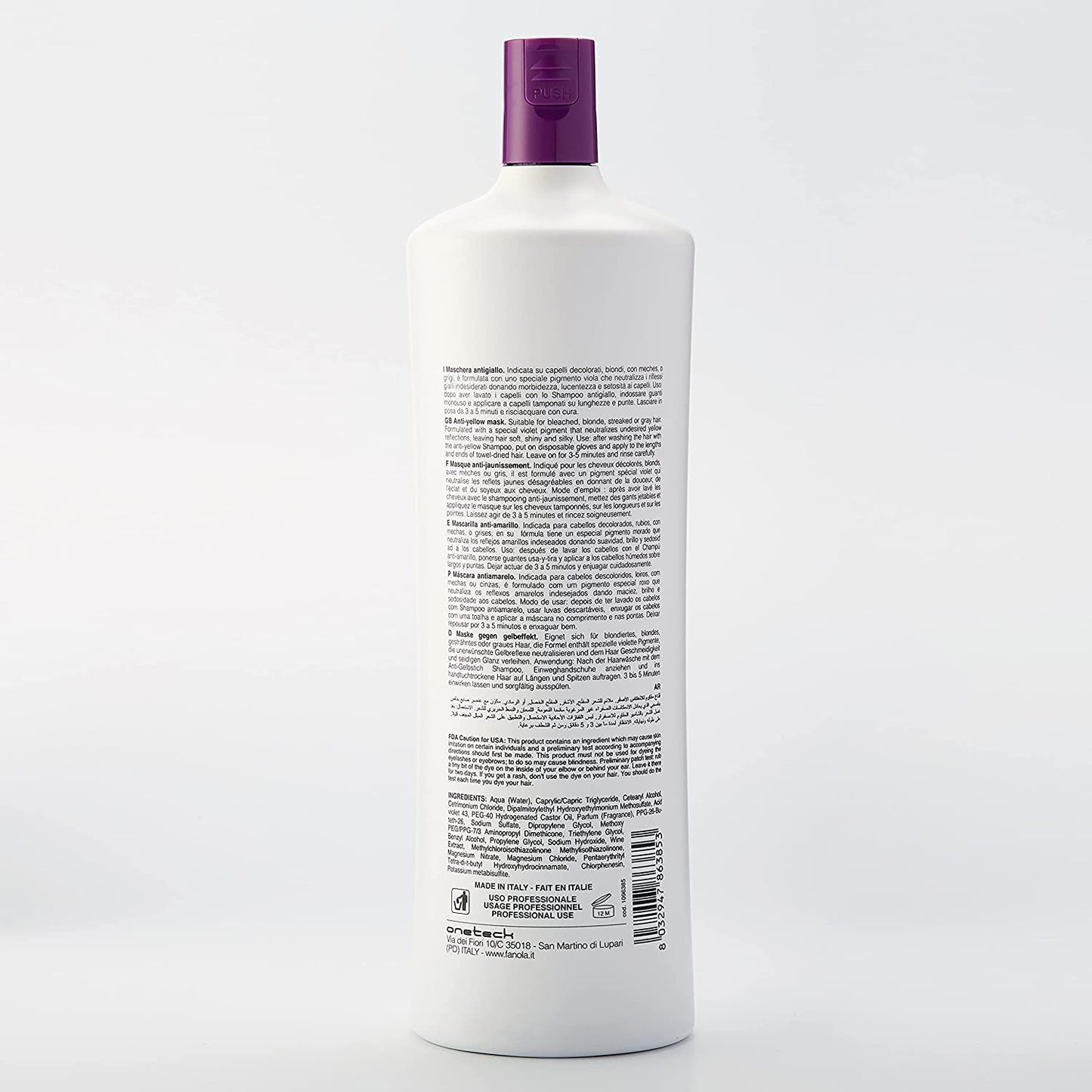 Fanola No Yellow Purple Hair Mask - Acidic pH Deep Conditioning Hair Mask for Blonde, Bleached & Grey Shades - Intense Violet Pigment Neutralizes Brassy Tones (33.8 Fl oz)