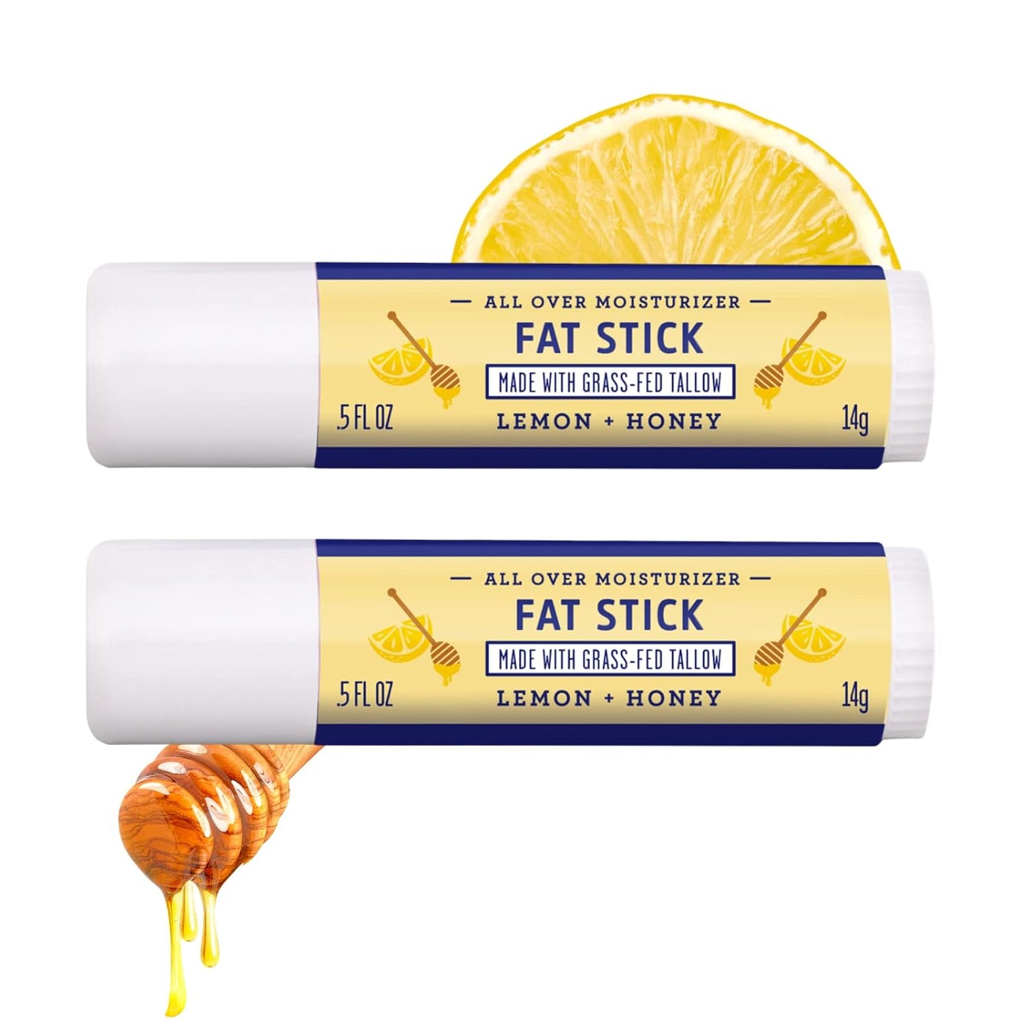 Fatco Moisturizing Stick - All-Purpose Hydration for Face, Lips & Body | Lemon & Honey (2-Pack)