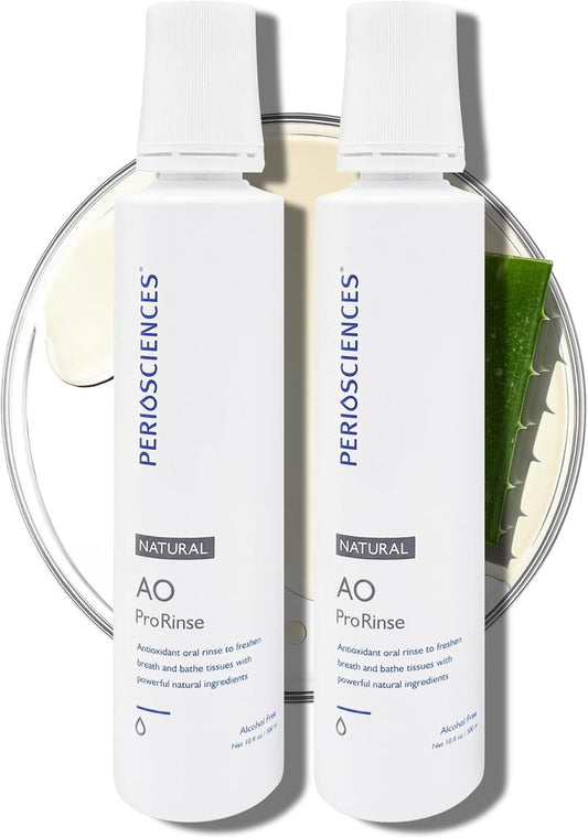 PerioSciences Natural Mouthwash Rinse - Mint Anti-Cavity Oral Care | Dry Mouth & Plaque Remover - Pack of 2
