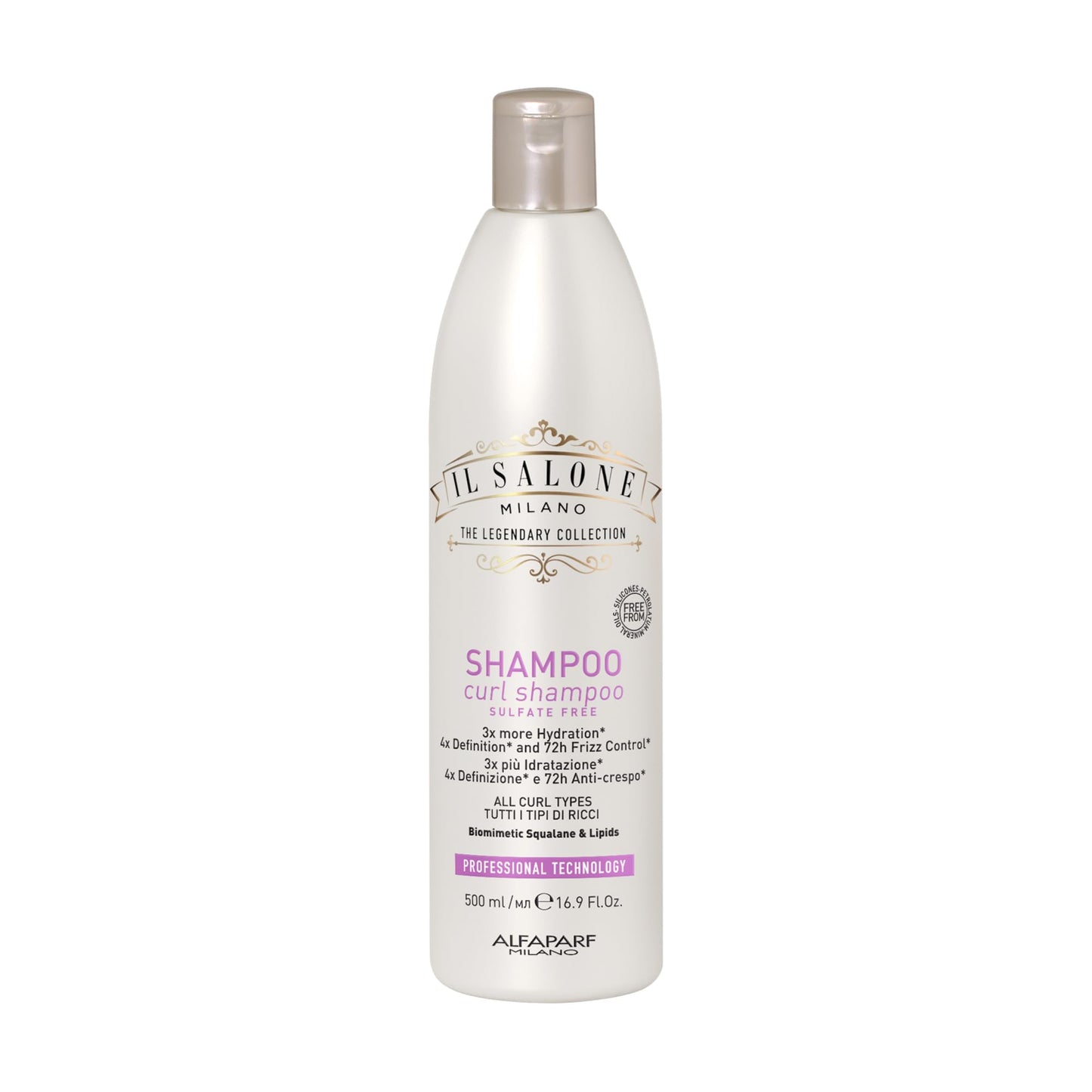 Il Salone Milano Professional Curl Hydration Shampoo - Moisturizes, Defines, Controls Frizz - Sulfate Free Shampoo for All Curl Types - Repairs and Protects - (16.9 fl oz / 500ml)