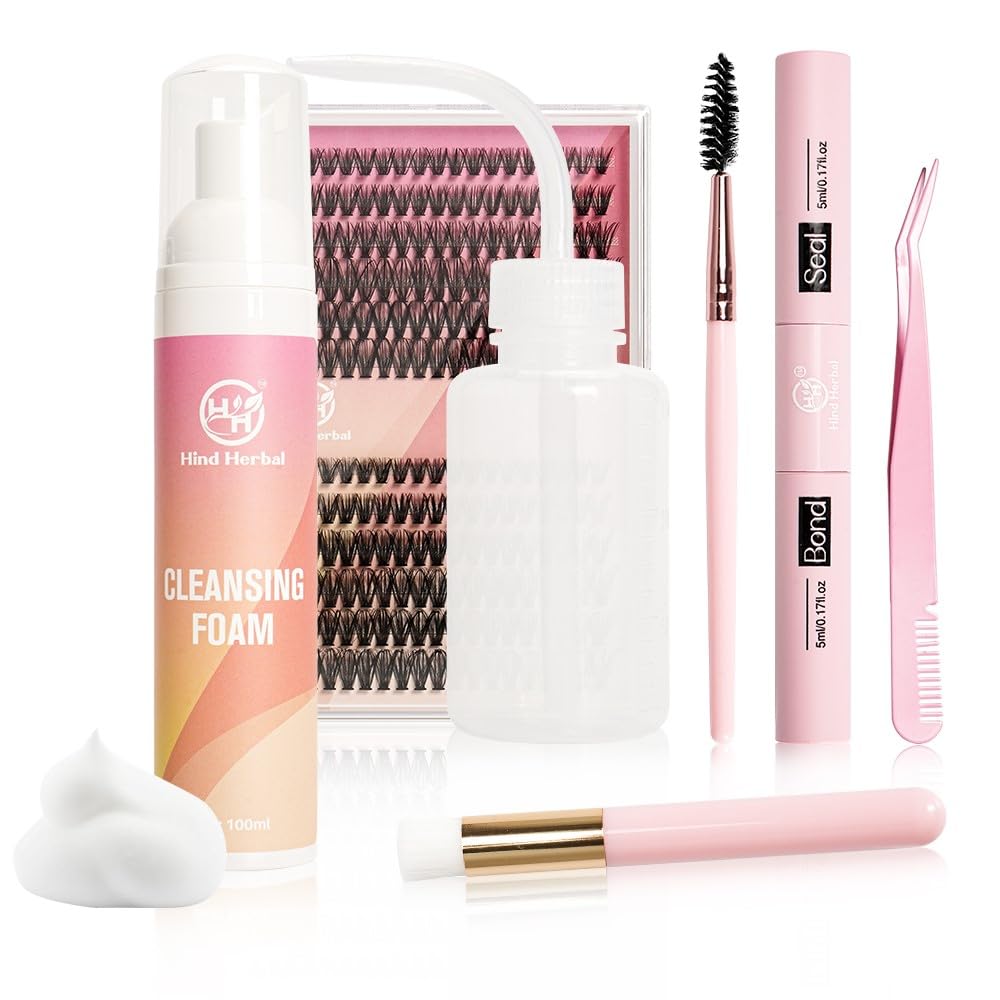 Lash Clusters Kit - 240 Pcs 9-15 mm DIY Eyelash Extensions with Shampoo, Rinse Bottle & Tweezers | Complete Set